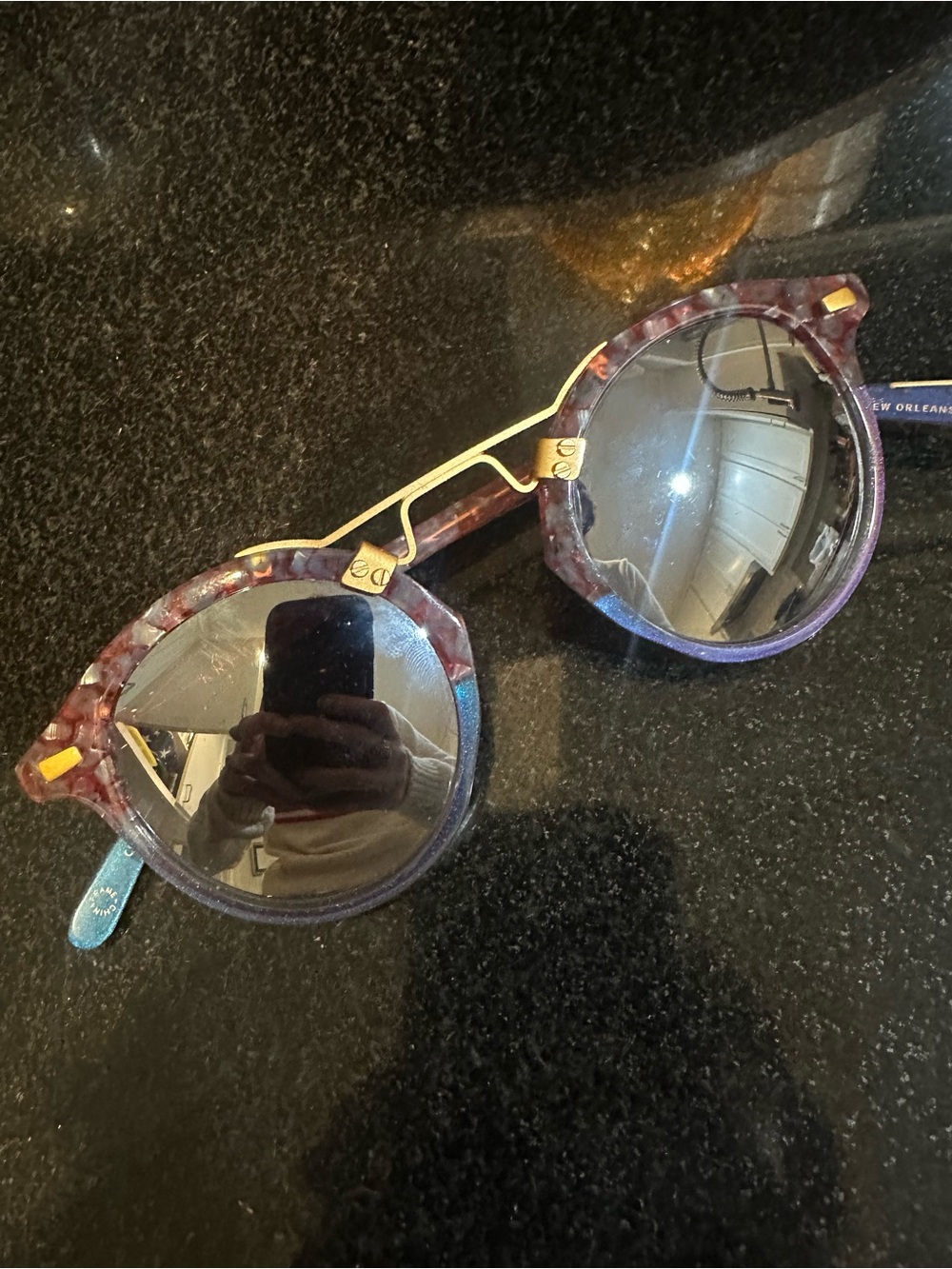 KREWE Blue & Pink Mirrored St. Louis Sunglasses
